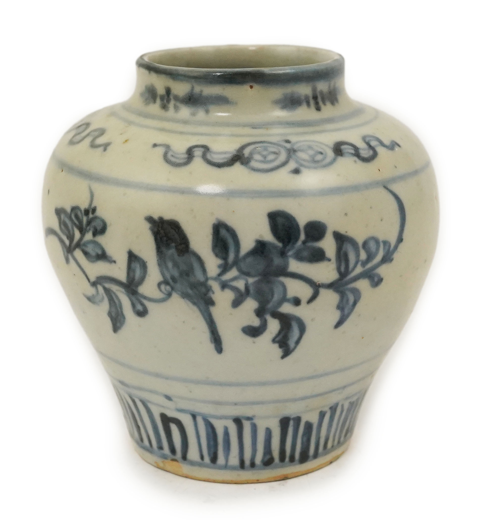 A Chinese blue and white shipwreck small jar, early Ming dynasty